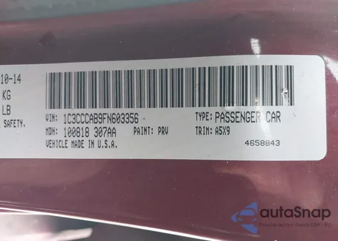 2015 Chrysler 200 Limited from USA, damaged, VIN 1C3CCCAB9FN603356